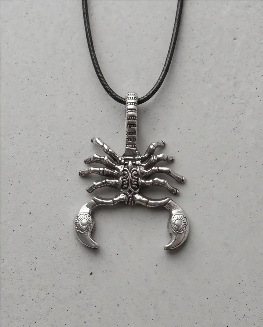 Antiqued Alien Facehugger Pendant Box Chain