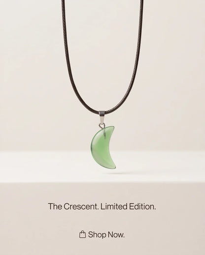 Silver Fluorite Light Green Crescent Moon Pendant Necklace