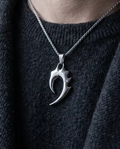 Tribal Claw and CZ Stone Y2K Pendant Box Chain