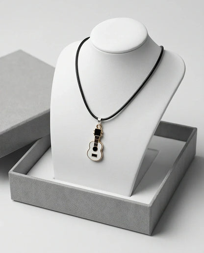 Gold and White Acoustic Guitar Necklace