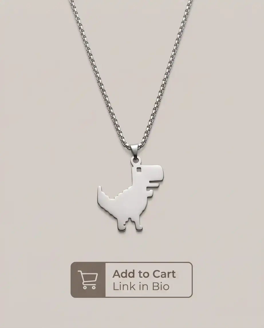 Offline T-Rex Dinosaur Game Pendant Box Chain