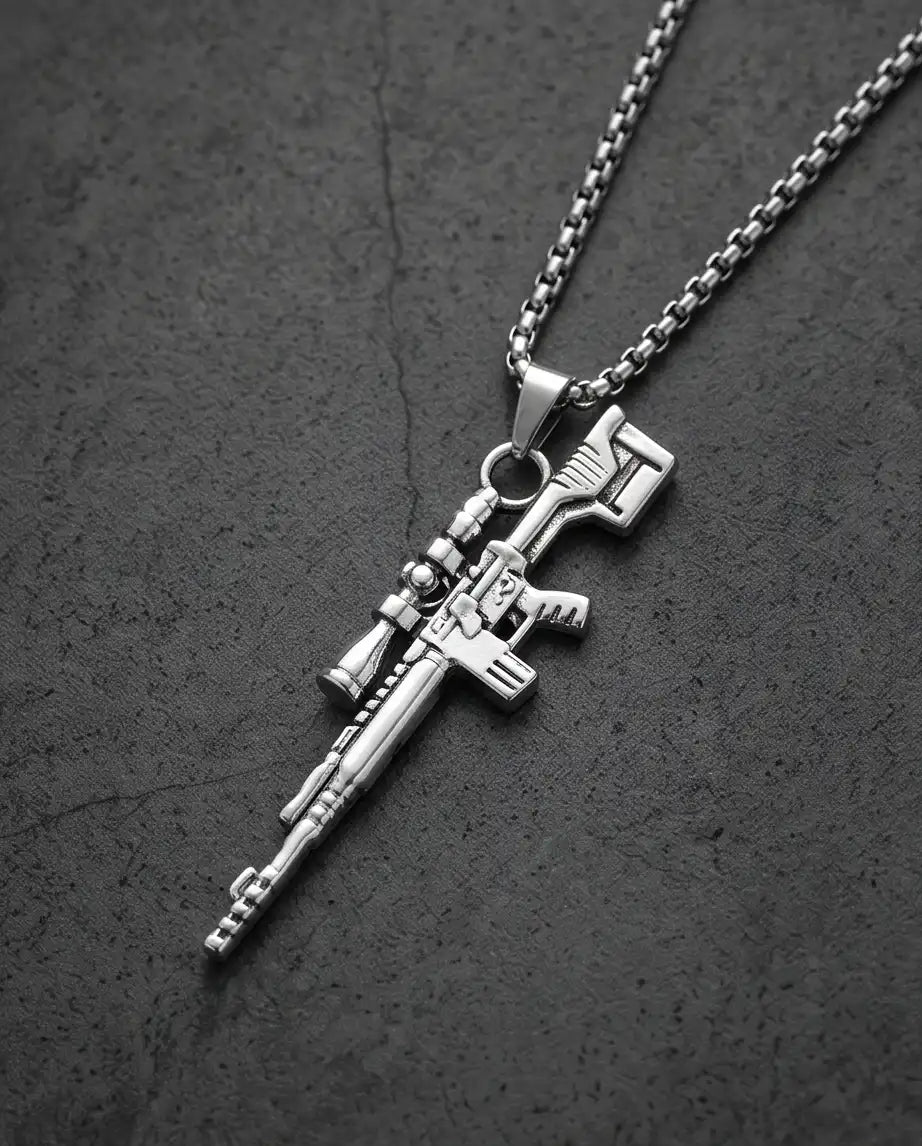 Precision Long-Range Sniper Rifle Pendant Box Chain