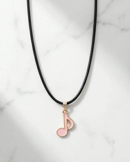 Gold and Pink Eighth Note Necklace