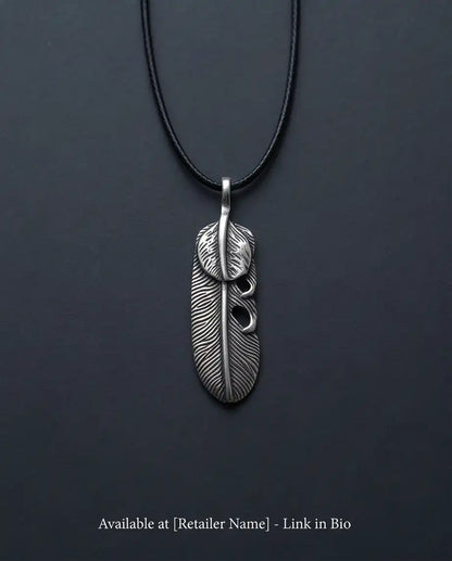 Sculpted Feather Pendant Box Chain