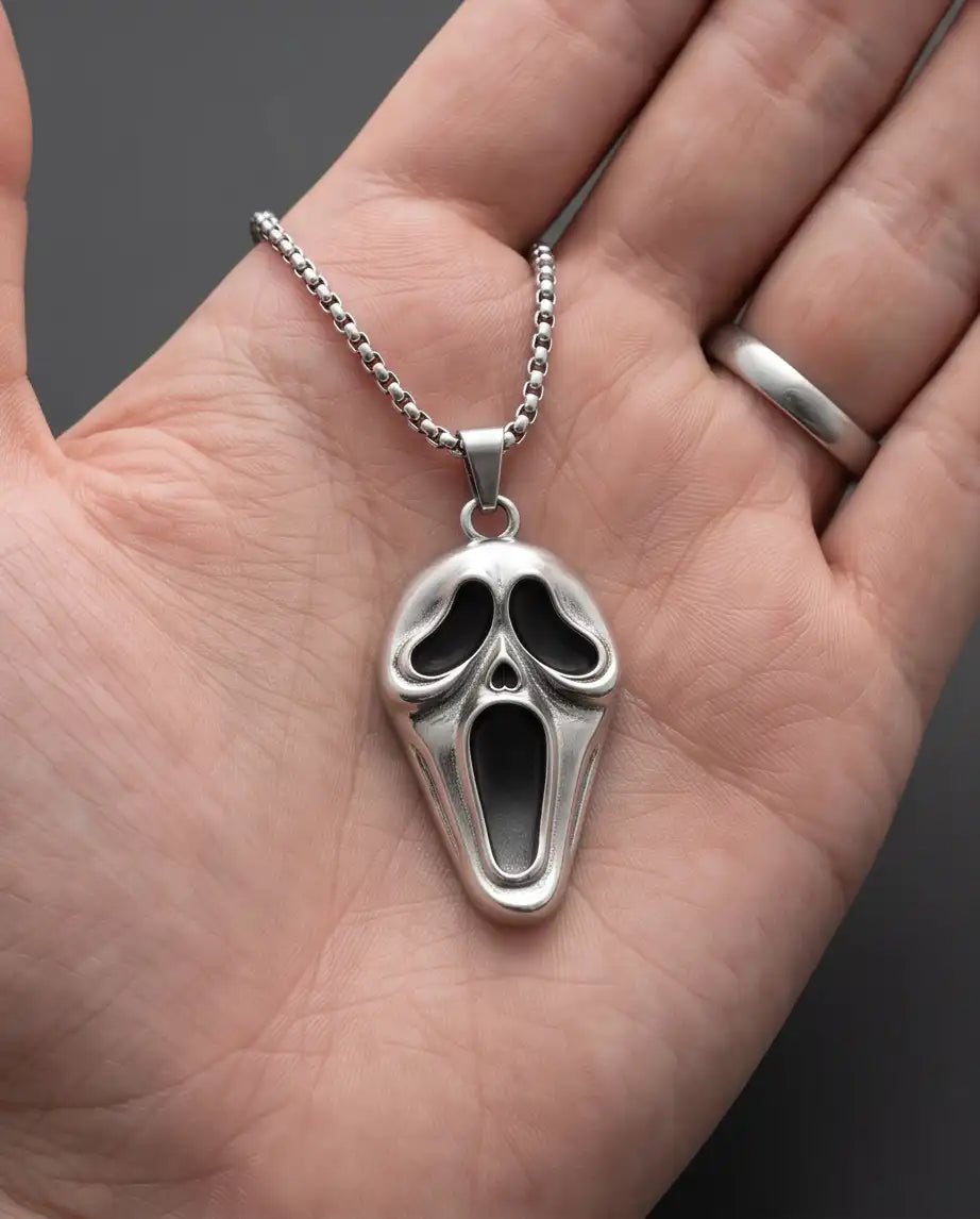 Ghostface Horror Movie Mask Pendant Box Chain