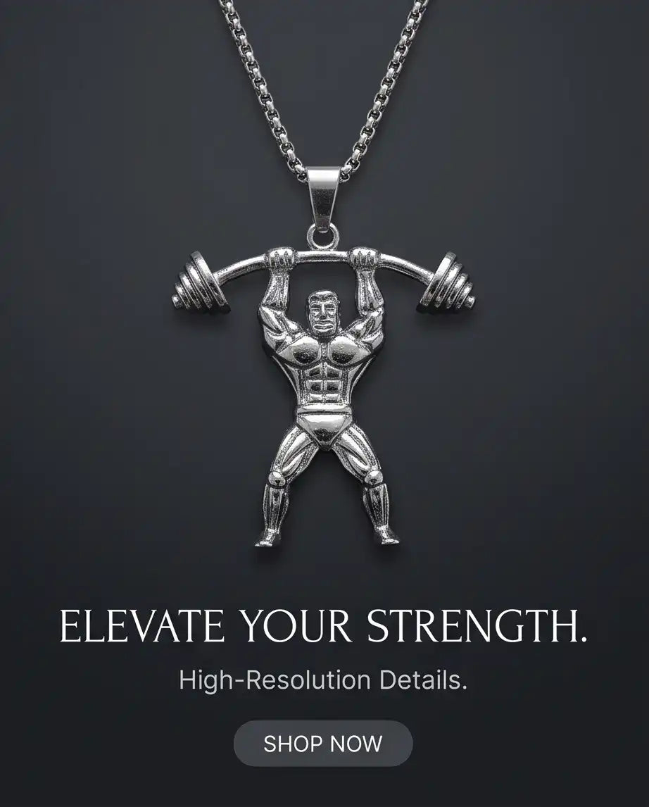 Bodybuilder Barbell Weightlifting Fitness Pendant Box Chain