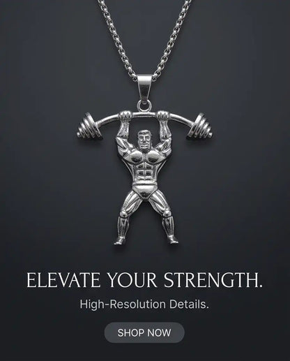 Bodybuilder Barbell Weightlifting Fitness Pendant Box Chain
