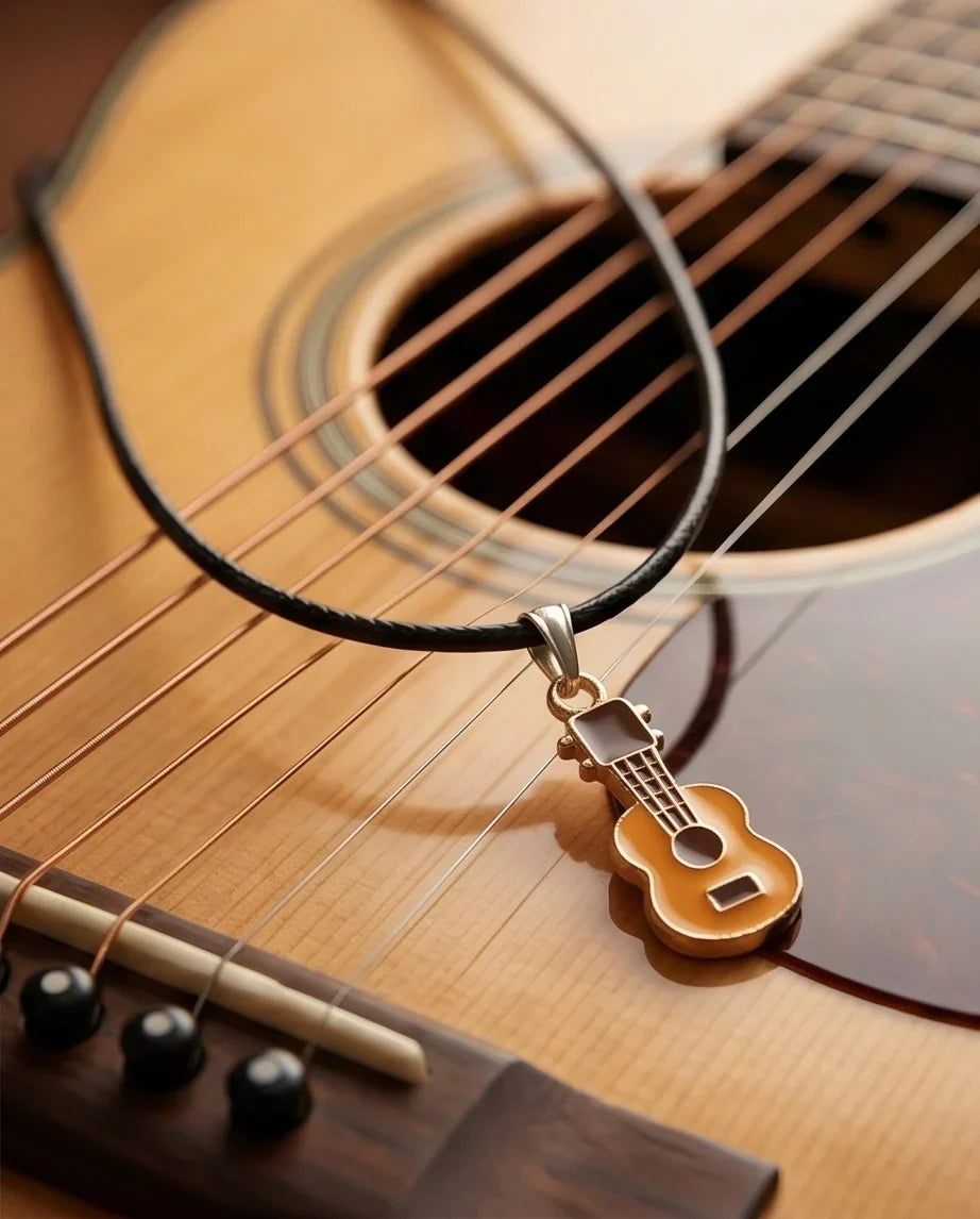 Gold and Yellow Acoustic Guitar Necklace