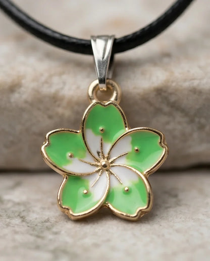 Gold and Light Green Blossom Necklace