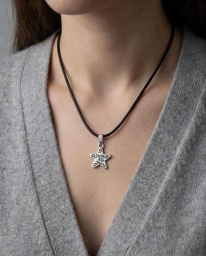 Silver "Just for You" Engraved Star Necklace