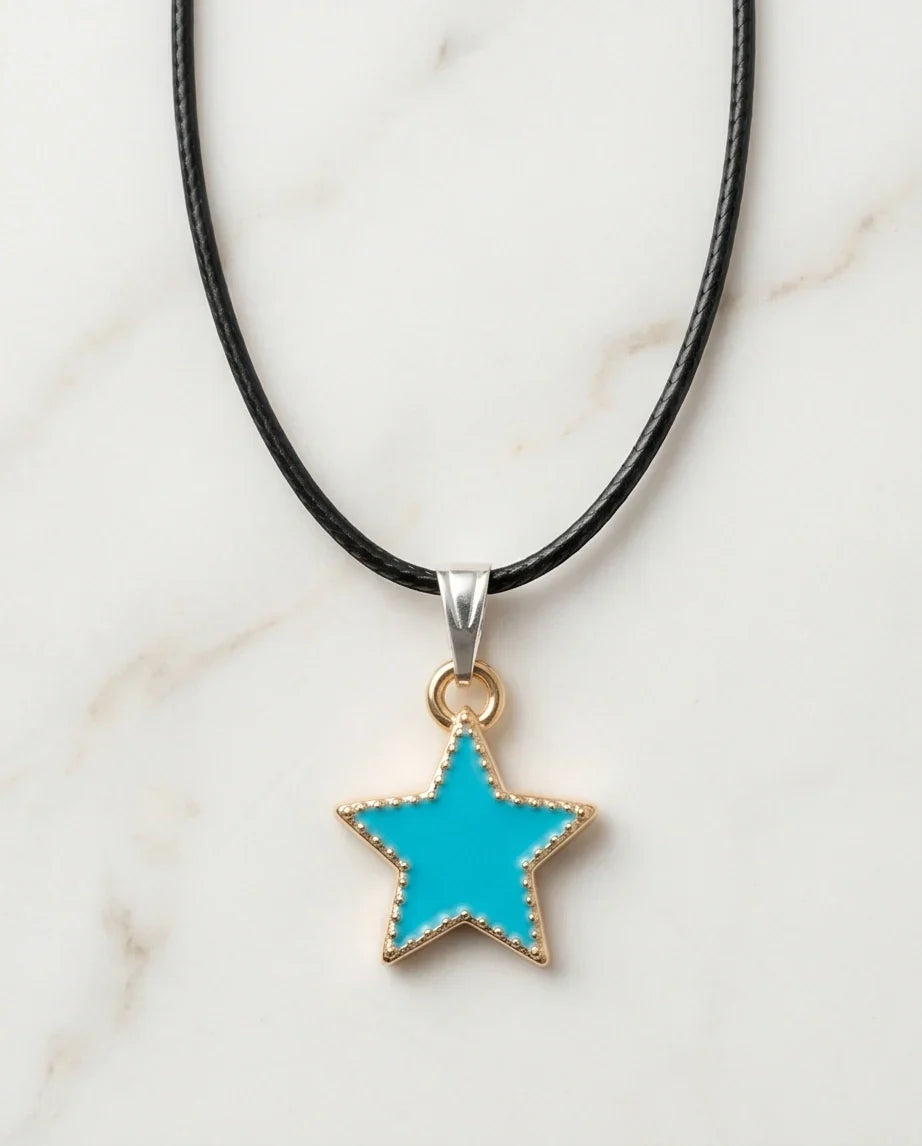 Gold and Turquoise Beaded Star Necklace