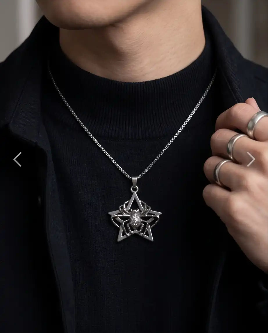 Gothic Spider Star Pendant Box Chain