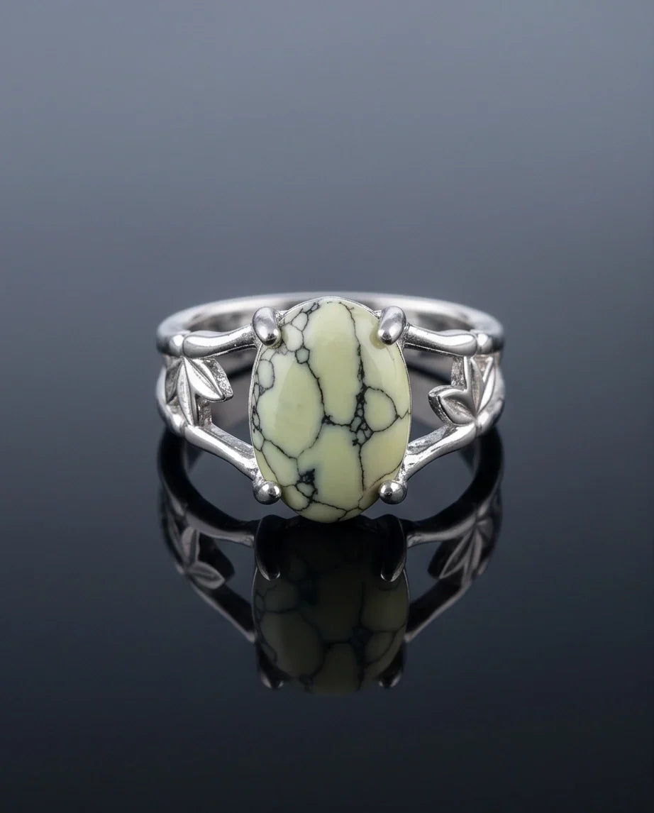 Earthy Mint Leaf Statement Ring