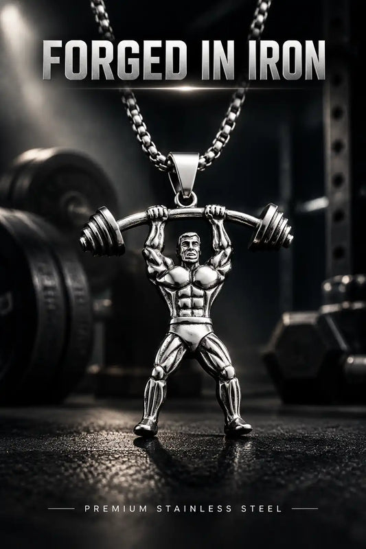 Bodybuilder Barbell Weightlifting Fitness Pendant Box Chain