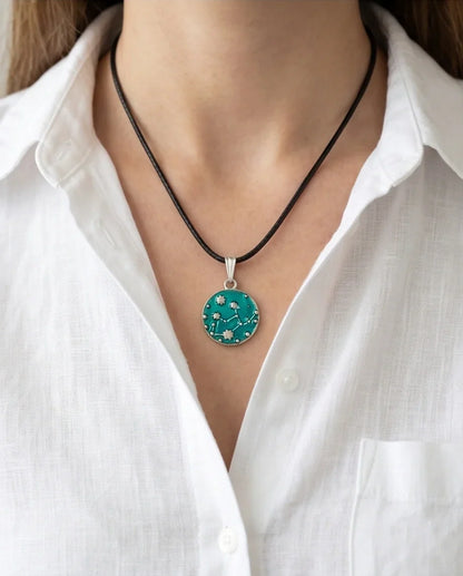 Teal Constellation Galaxy Pendant