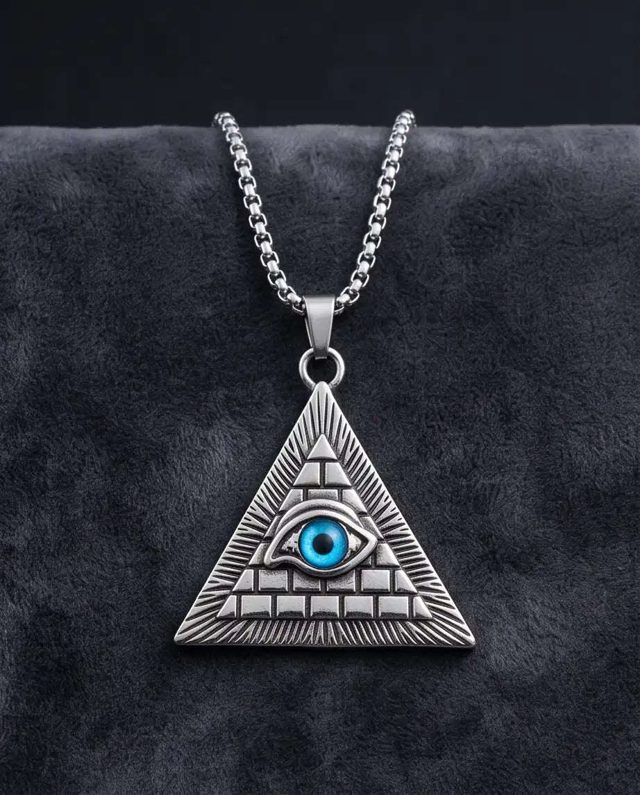 All-Seeing Eye Pyramid Pendant Box Chain