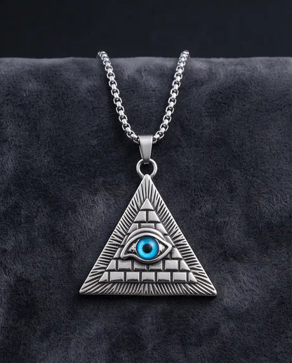 All-Seeing Eye Pyramid Pendant Box Chain