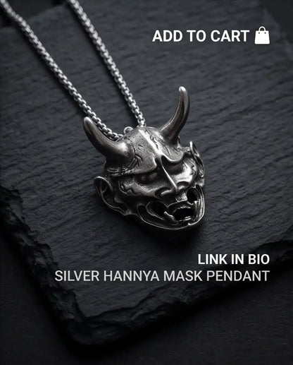 Japanese Hannya Mask Pendant Box Chain