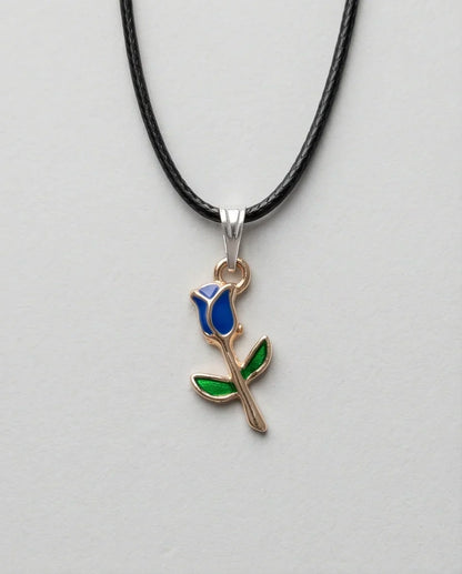 Royal Blue Tulip Rosebud Pendant