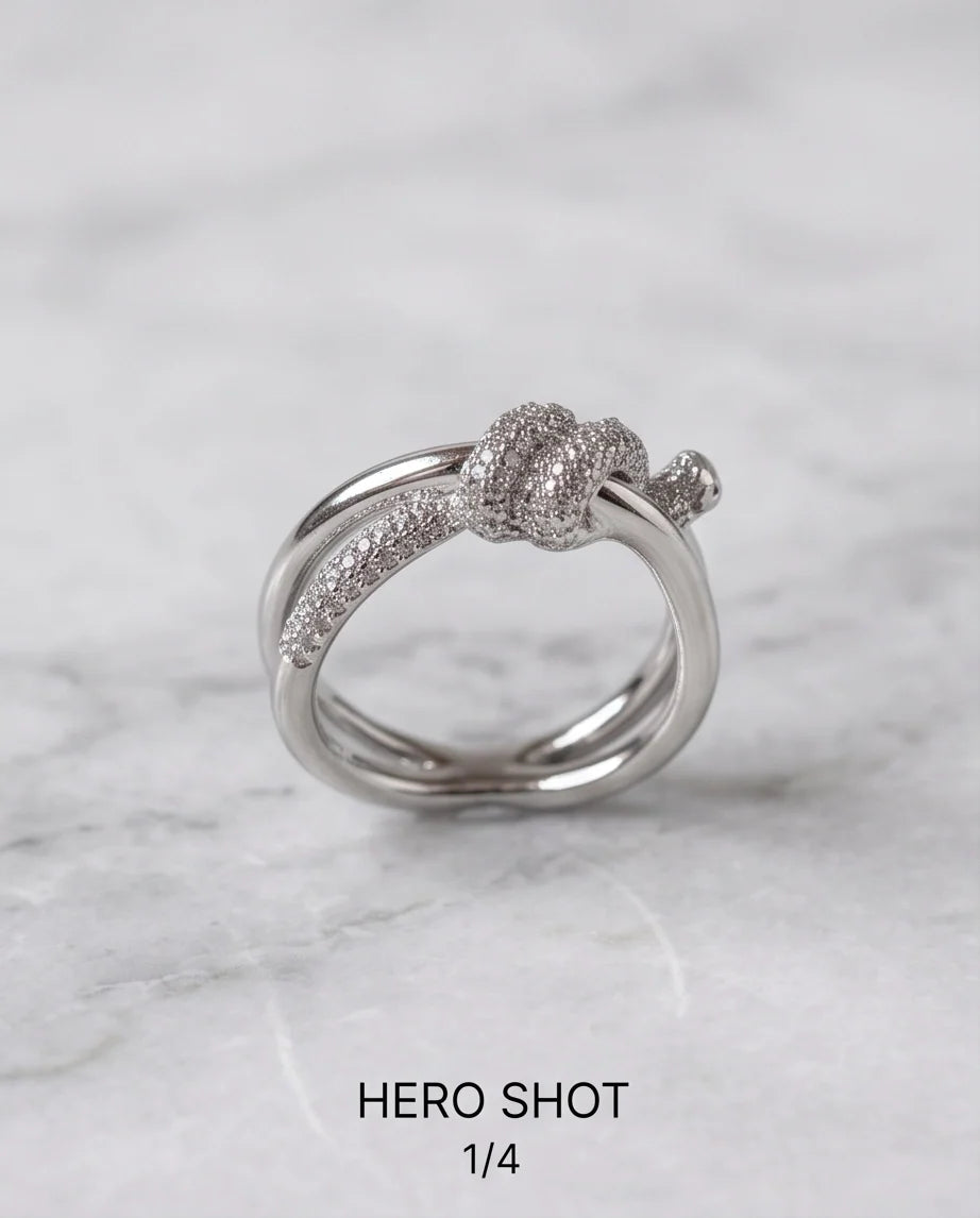 Pavé Tied-Knot Dual Band Ring