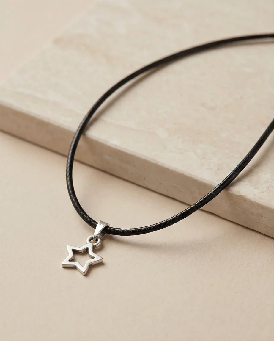 Silver Open Star Pendant Necklace