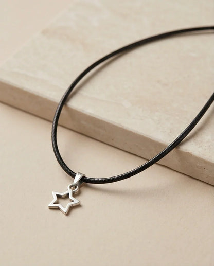 Silver Open Star Pendant Necklace