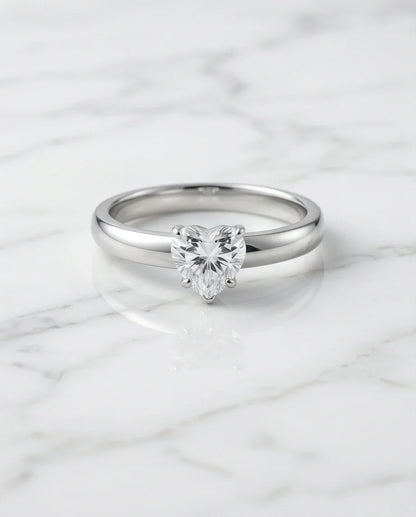 Sterling Silver Heart-Cut Moissanite Solitaire Ring