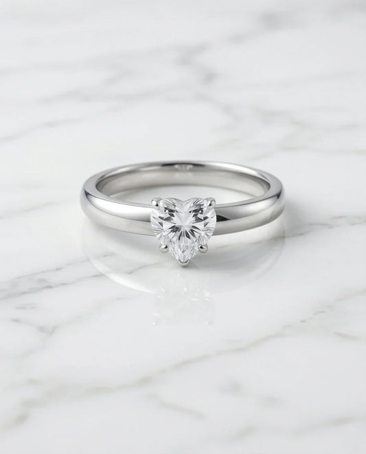 Sterling Silver Heart-Cut Moissanite Solitaire Ring