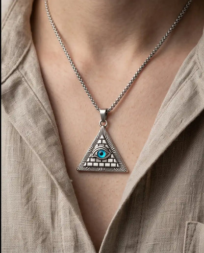 All-Seeing Eye Pyramid Pendant Box Chain