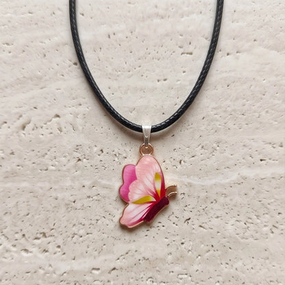 Gradient Pink Butterfly Cord Necklace