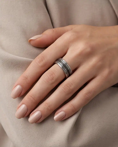 Greek Key Meander Texture Band Ring