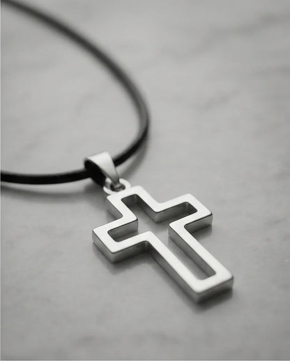 Silver Open Cross Pendant Necklace