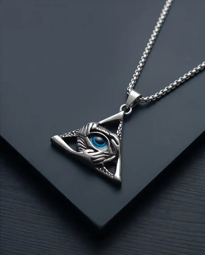 Evil Eye Triangle Pendant Box Chain