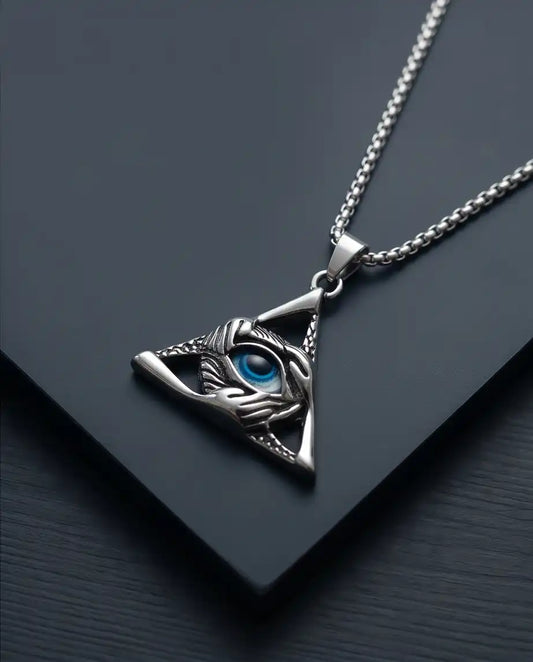Evil Eye Triangle Pendant Box Chain