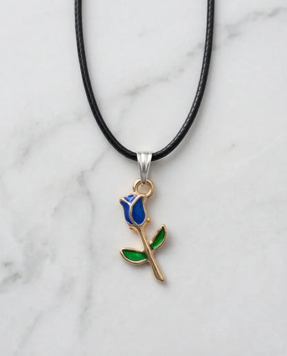 Royal Blue Tulip Rosebud Pendant