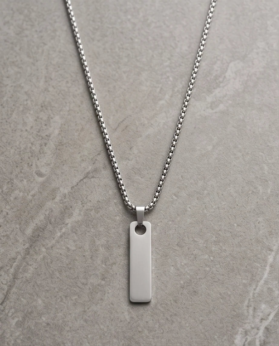 Silver Minimalist Bar Pendant Necklace