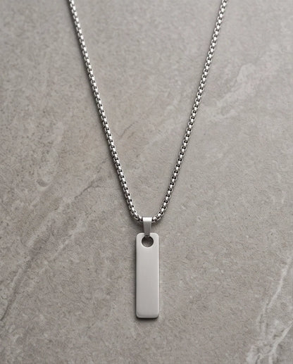 Silver Minimalist Bar Pendant Necklace