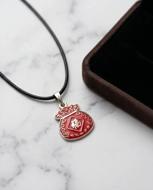 Traditional Red "Fu" Lucky Money Bag Pendant Necklace