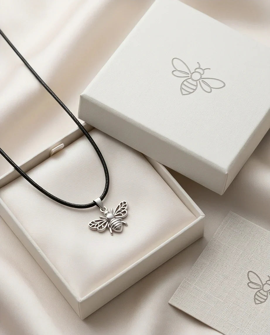 Silver Dainty Honeybee Pendant Necklace