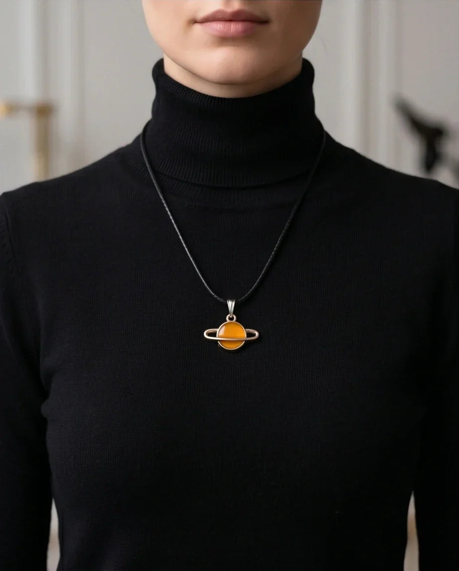 Cosmic Saturn Planet Pendant