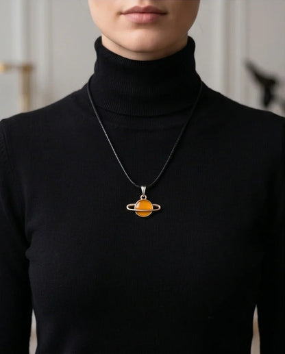 Cosmic Saturn Planet Pendant