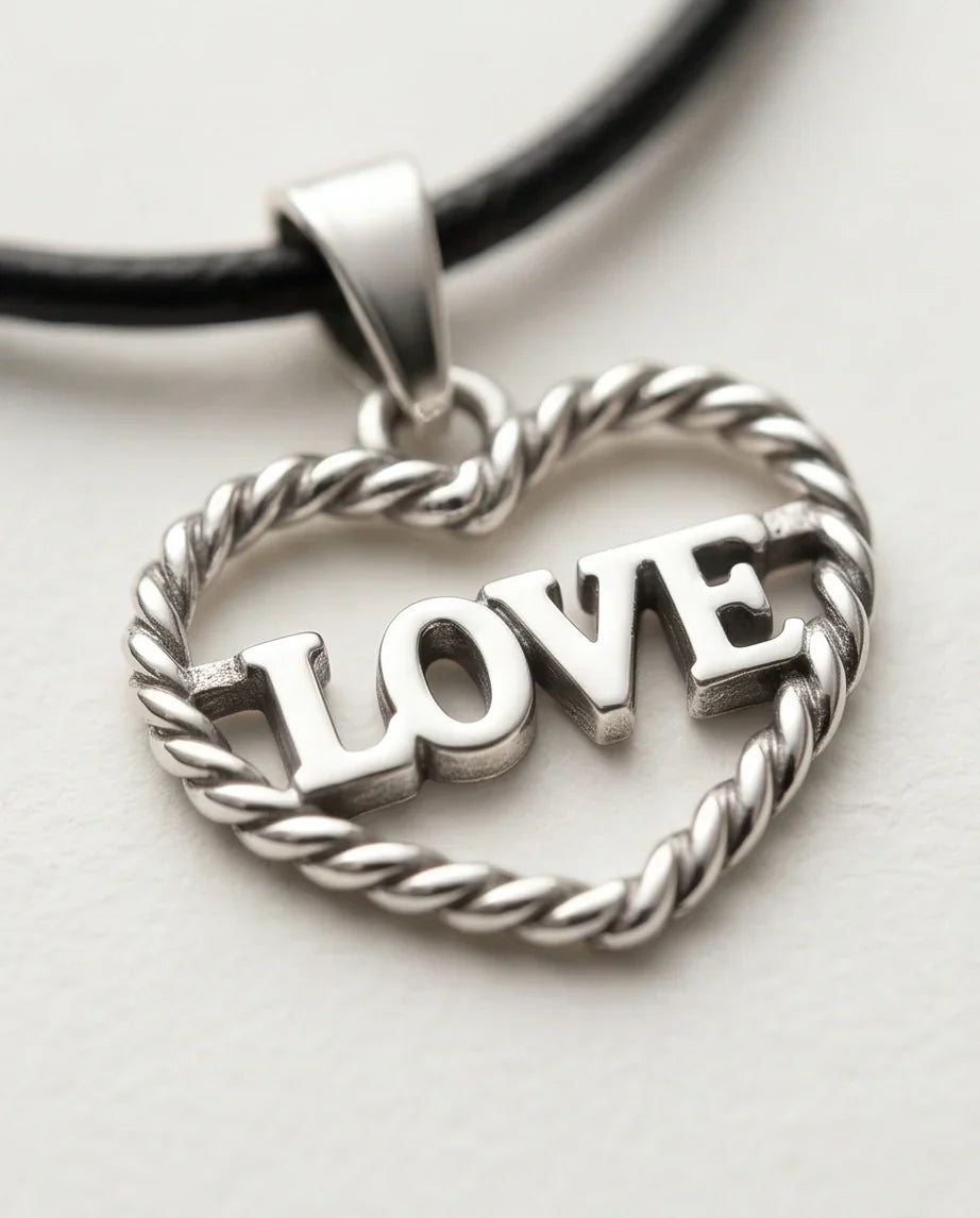The Sweet Bond: Twisted Heart "LOVE" Pendant Necklace