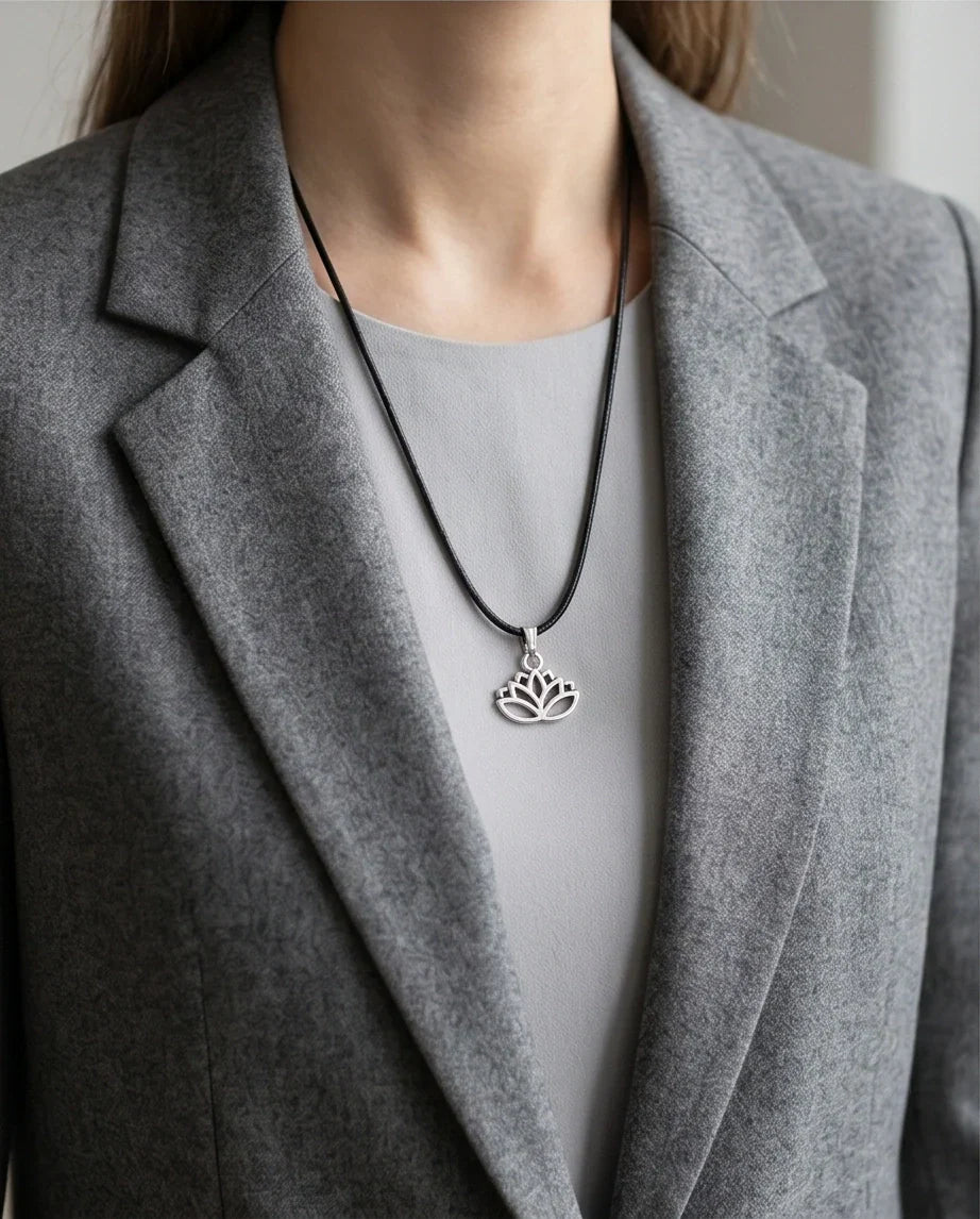The Pure Spirit: Half-Bloom Minimalist Lotus Pendant Necklace
