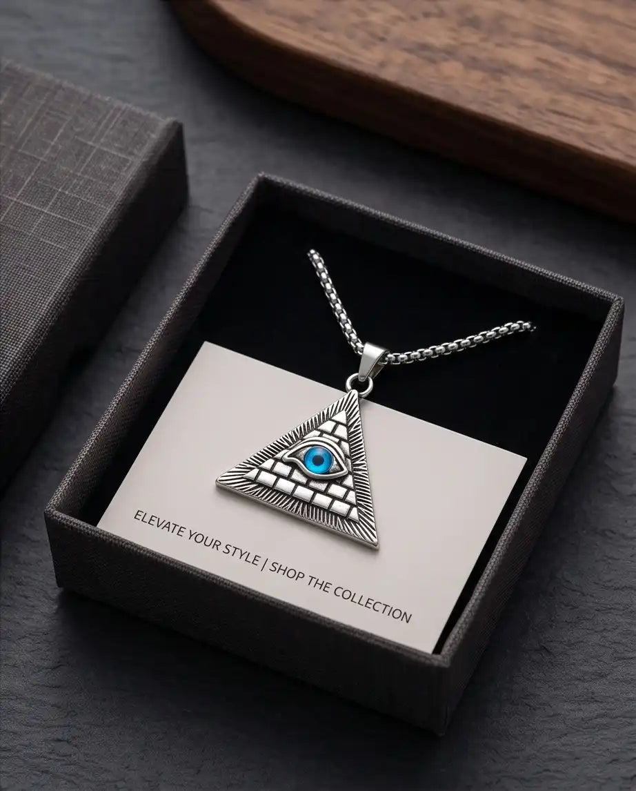 All-Seeing Eye Pyramid Pendant Box Chain