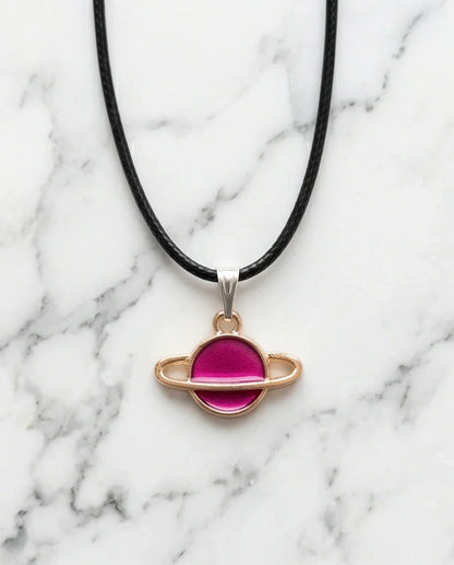 Magenta Saturn Planet Pendant