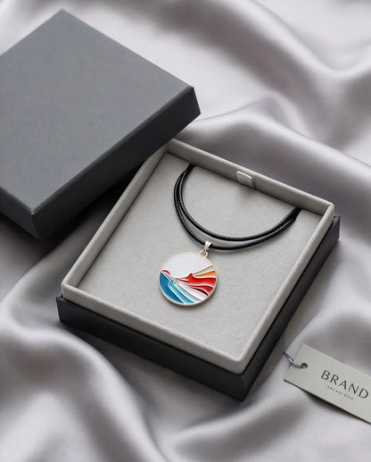 Sunset Wave Enamel Pendant Necklace