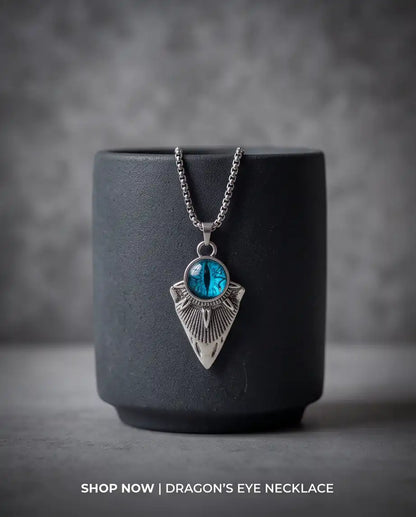 Blue Dragon Eye Shield Pendant Box Chain