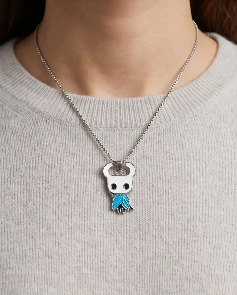 Hollow Knight Blue Cloak Enamel Pendant Box Chain