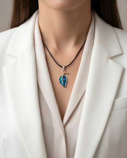 Cyan Leaf Botanical Pendant
