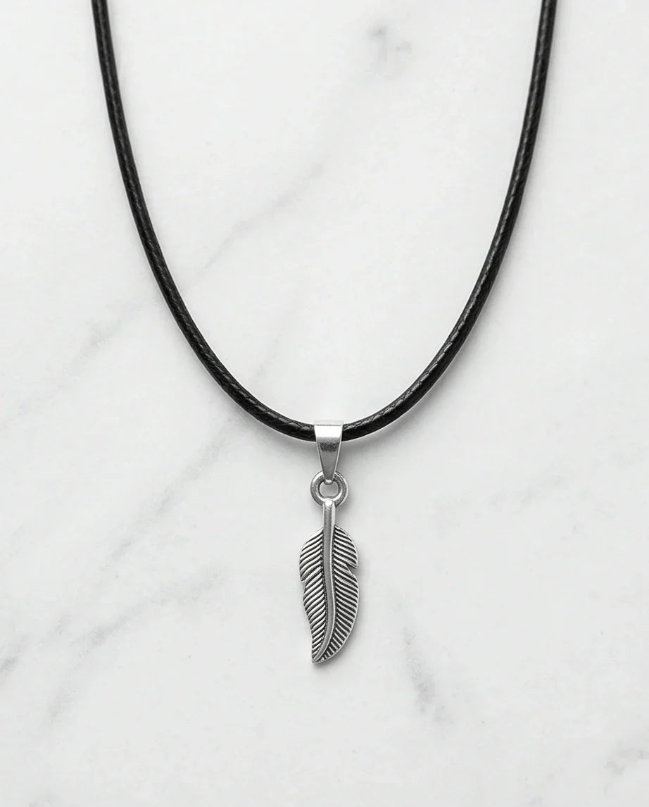 Silver Minimalist Plume Feather Necklace